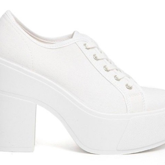 Shelly’s London Funcluo Platform Sneakers White Canvas 39 8 7.5 8.5 Shellys - Picture 2 of 16